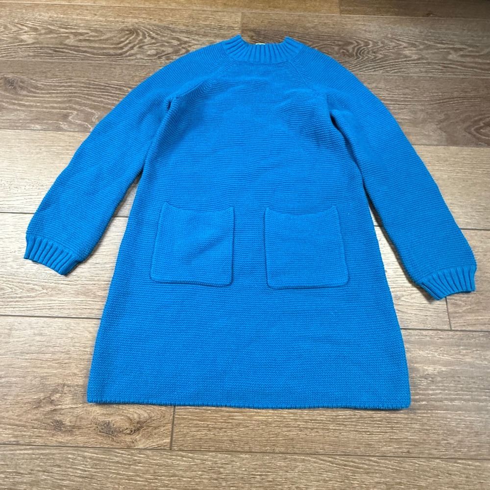 Hanna Andersson Girls Pullover Blue Knit Sweater Dress Mockneck Size 10 Winter